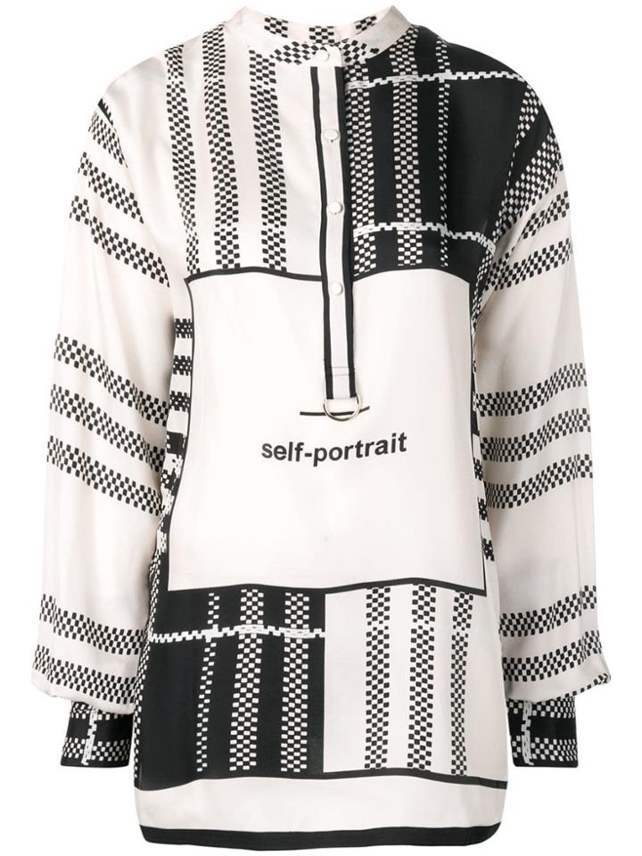 Self-portrait Checked Print Blouse - Pink & Purple