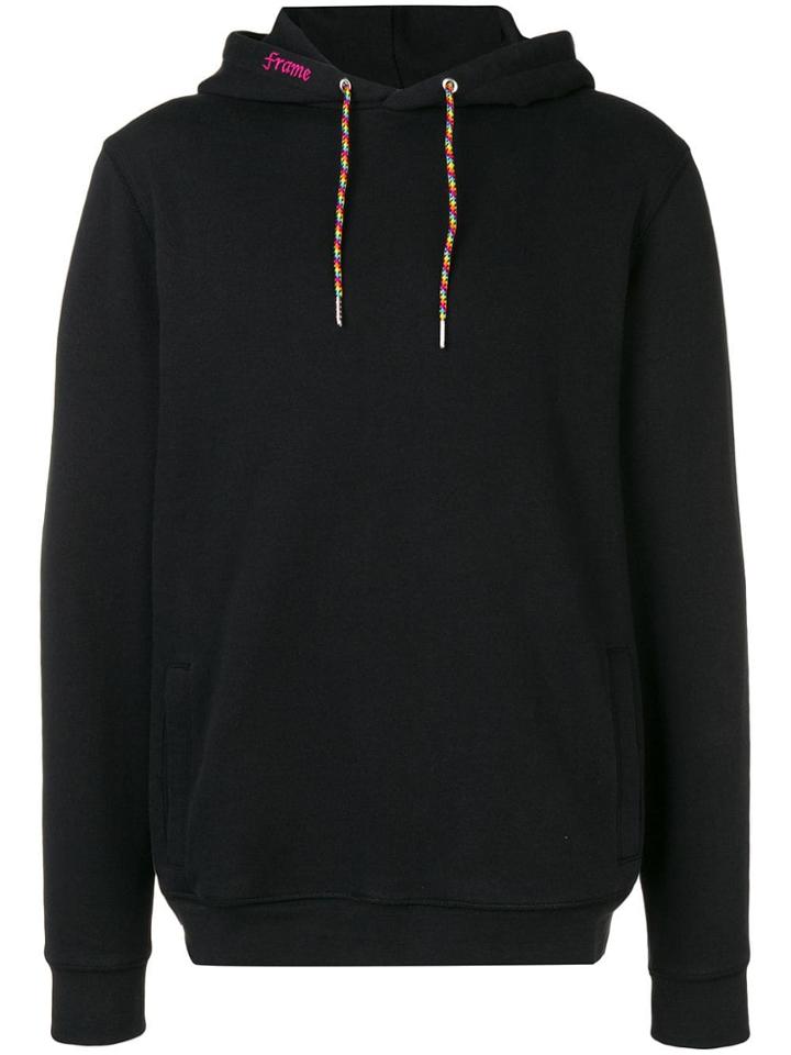 Frame Denim Contrast Drawstring Hoodie - Black