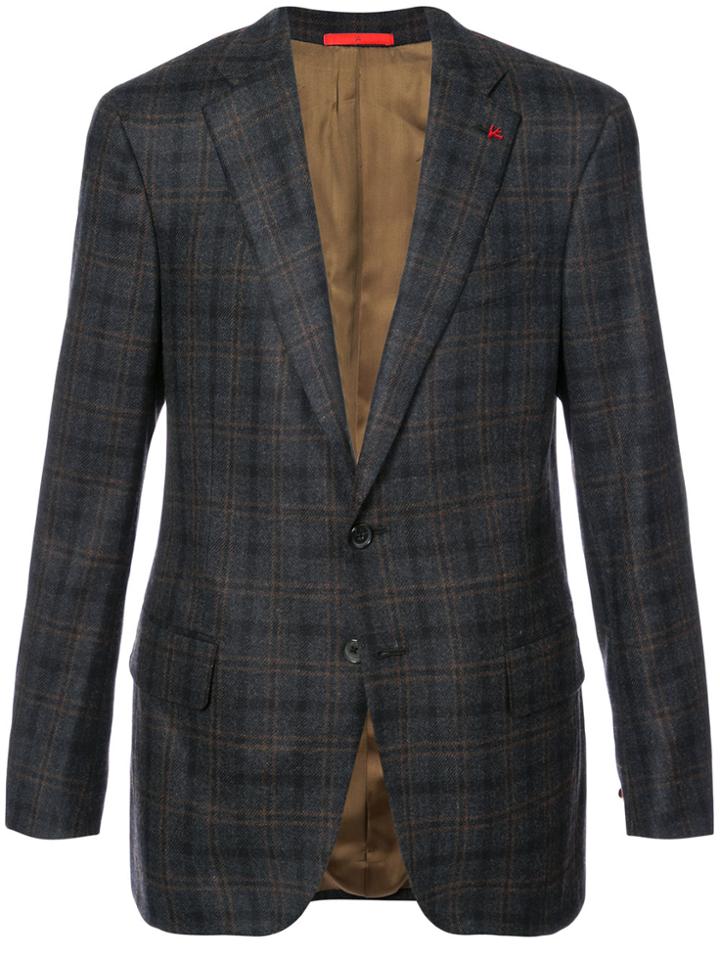 Isaia Checked Blazer - Brown