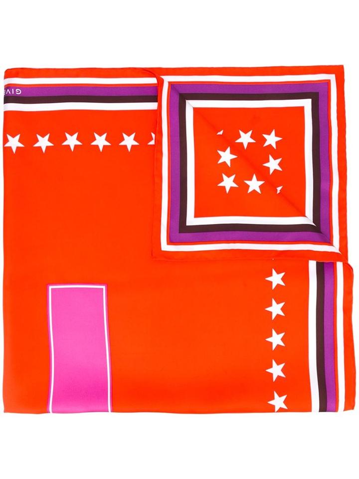 Givenchy 17 Printed Scarf, Women's, Yellow/orange, Silk