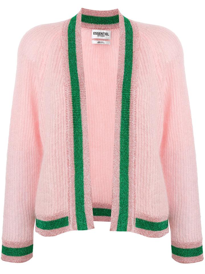 Essentiel Antwerp Contrast Trim Cardigan - Pink & Purple