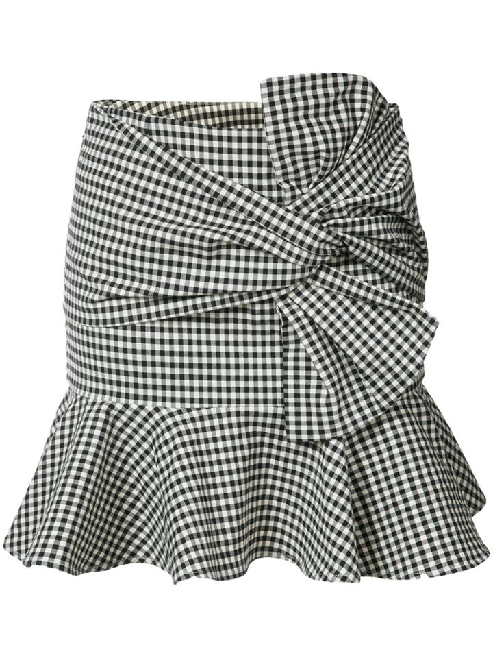 Veronica Beard Gingham Ruffle Miniskirt - Black