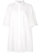 Les Reveries Petal Sleeve Eyelet Shirt Dress - White