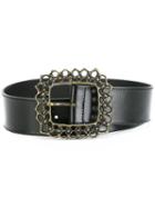 Plein Sud Decorative Buckle Belt, Women's, Size: 95, Black, Calf Leather