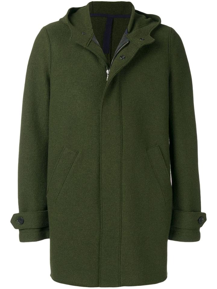 Harris Wharf London Button Down Hooded Coat - Green