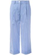 P.a.r.o.s.h. Striped Wide Leg Trousers, Women's, Blue, Cotton/polyamide/spandex/elastane