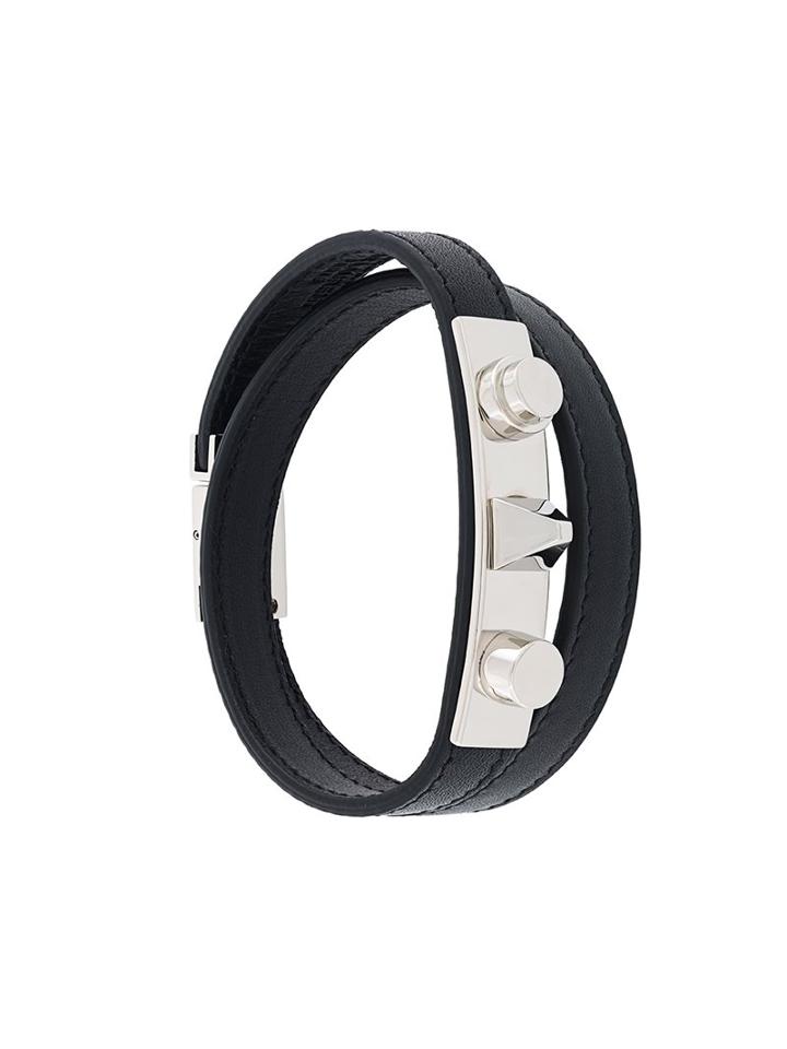 Saint Laurent 'le Trois Clous' Double Wrap Bracelet, Women's, Size: Medium, Black