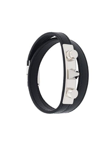 Saint Laurent 'le Trois Clous' Double Wrap Bracelet, Women's, Size: Medium, Black