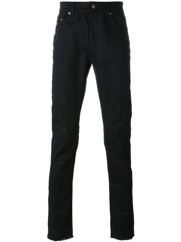Saint Laurent Straight Leg Jeans, Men's, Size: 32, Black, Cotton/polyurethane
