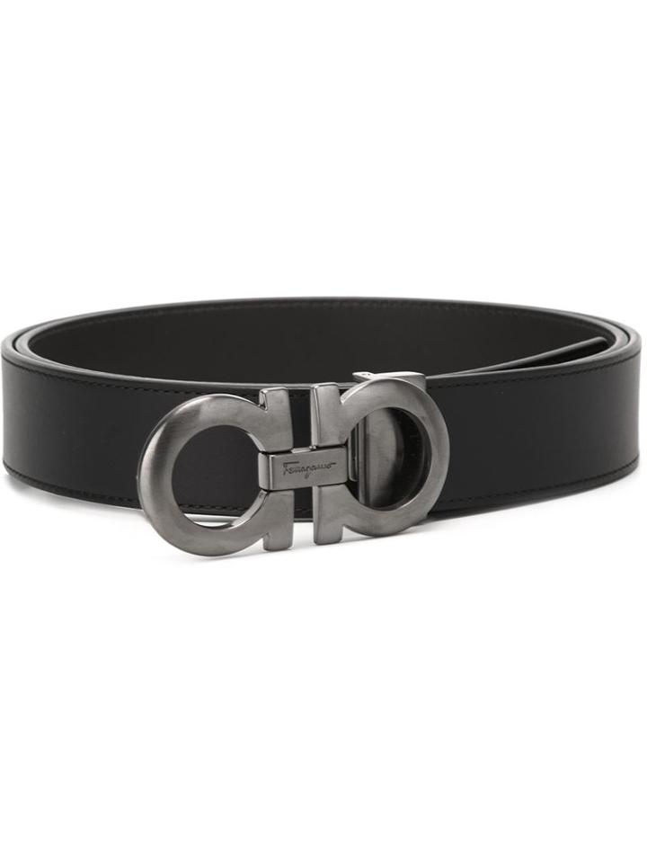 Salvatore Ferragamo Gancini Buckle Belt, Men's, Size: 115, Black, Calf Leather