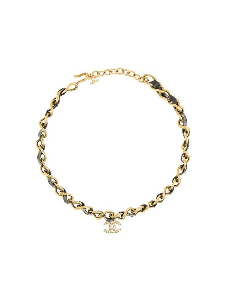 Chanel Vintage Chanel Vintage Cc Logos Rhinestone Gold Chain Pendant