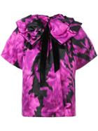 Marc Jacobs Printed Bow Collar Top - Pink & Purple
