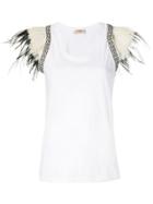 Twin-set Feather Inserts Top - White