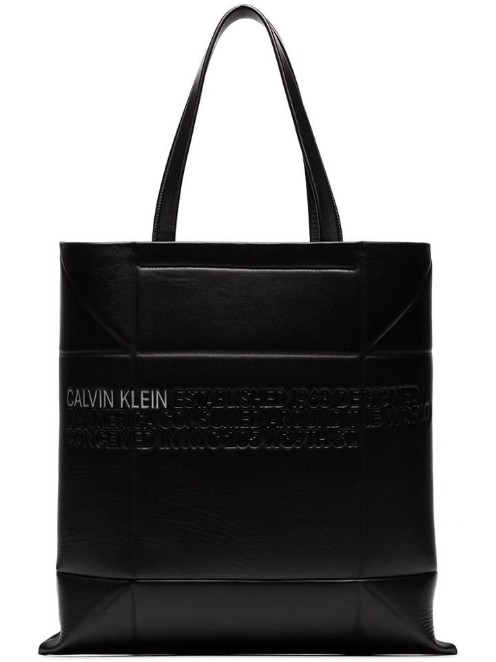 Calvin Klein 205w39nyc Small Geometric Leather Tote Bag - Black