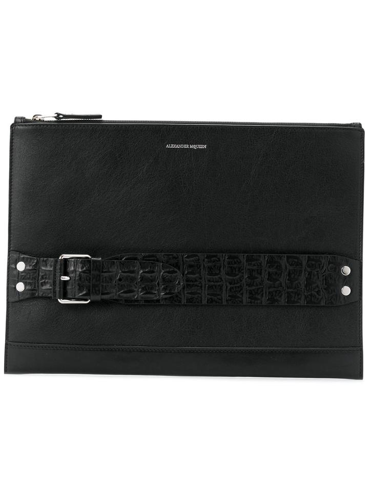 Alexander Mcqueen - Strap Detail Clutch - Men - Leather - One Size, Black, Leather