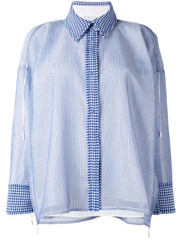Steven Tai - Semi-sheer Layer Checked Shirt - Women - Silk/cotton/polyester - Xs, Blue, Silk/cotton/polyester