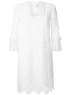 Huishan Zhang Scalloped Macrame Lace Dress, Size: 12, White, Polyester