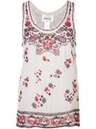 Michel Klein Floral Print Tank Top, Women's, Size: 40, White, Silk