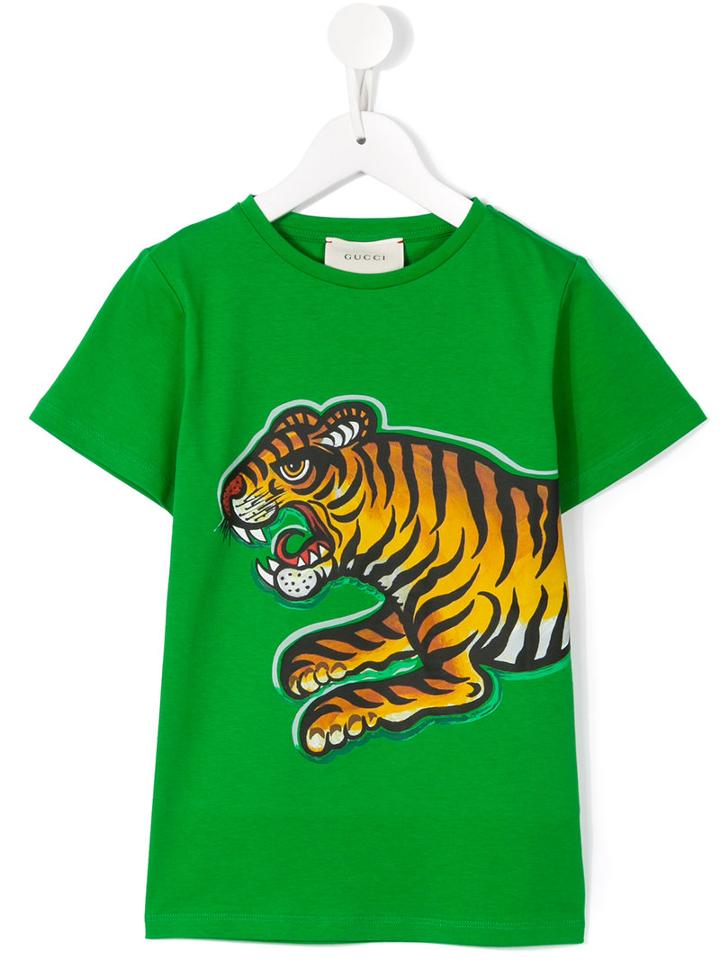 Gucci Kids Tiger Print T-shirt, Boy's, Size: 8 Yrs, Green