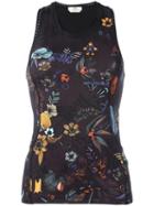Fendi Botanical Garden Print Tank Top, Women's, Size: 38, Black, Polyamide/spandex/elastane
