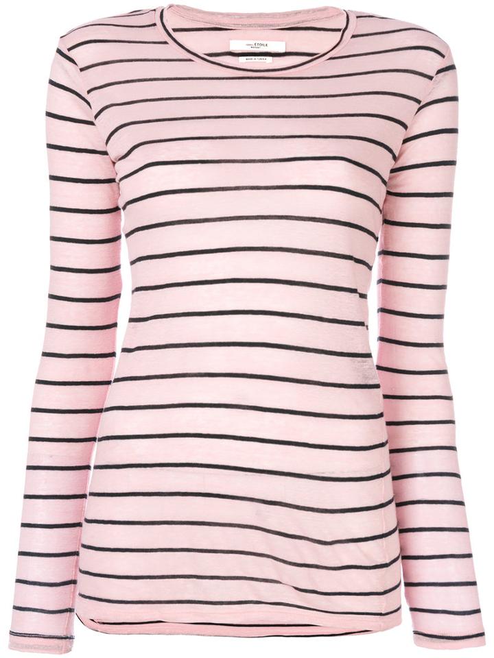 Isabel Marant Étoile - Aaron Striped Top - Women - Cotton/linen/flax - L, Pink/purple, Cotton/linen/flax