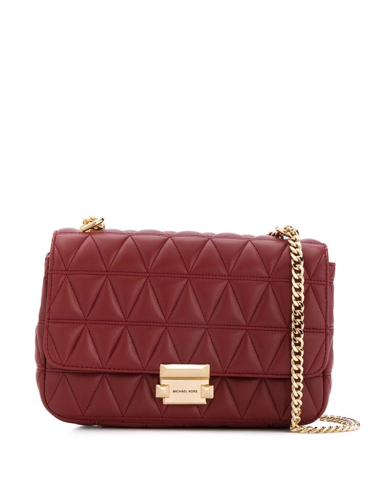 Michael Kors Collection Sloan Large Quilted Shoulder Bag - Red