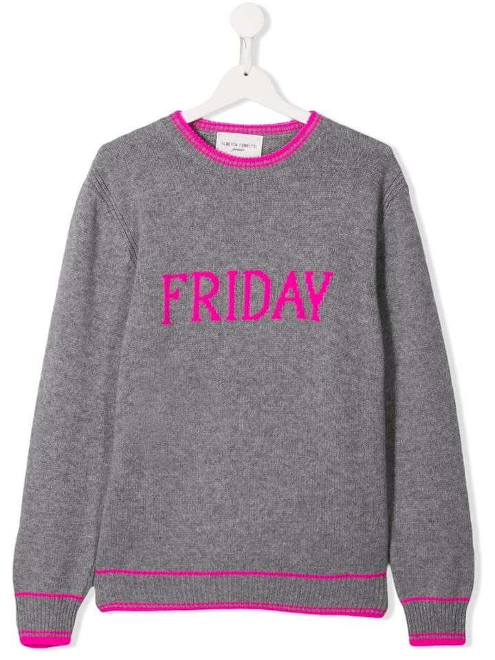 Alberta Ferretti Kids Teen Friday Intarsia Jumper - Grey