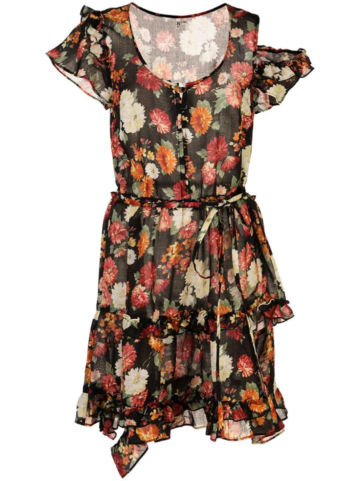 R13 Floral Shift Mini Dress - Black