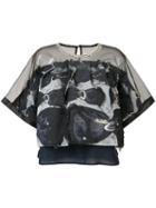 Tsumori Chisato - Sheer Panel Printed Top - Women - Cotton/nylon/polyester - 2, Blue, Cotton/nylon/polyester