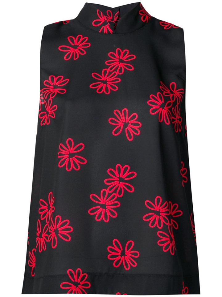 Simone Rocha Floral Sleeveless Shirt - Black