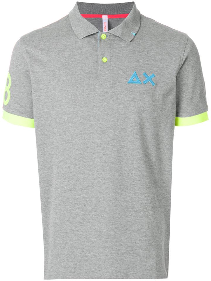 Sun 68 Fluorescent Detail Polo Shirt - Grey