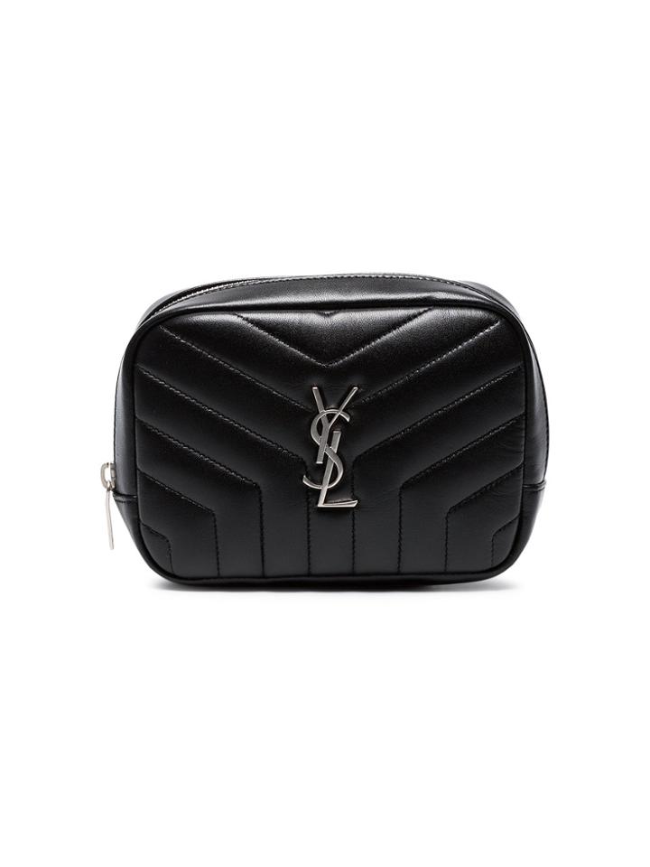 Saint Laurent Black Lou Lou Leather Cosmetic Bag