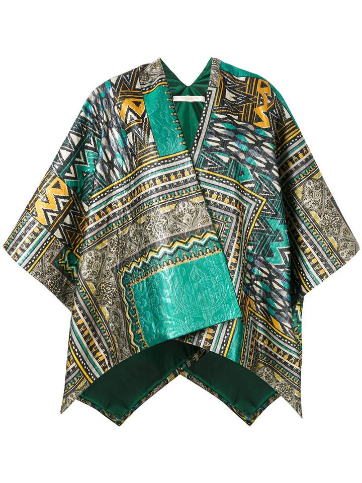 Ermanno Gallamini - Printed Oversized Jacket - Women - Cotton/polyester/viscose - One Size, Women's, Green, Cotton/polyester/viscose