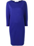 Harris Wharf London Three-quarters Sleeve Shift Dress, Women's, Size: 42, Blue, Polyamide/spandex/elastane/viscose