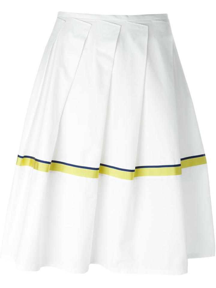 Jil Sander Navy Stripe Detail Pleated Skirt