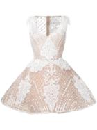 Nedret Taciroglu Couture - Embellished Flared Dress - Women - Silk - 36, White, Silk