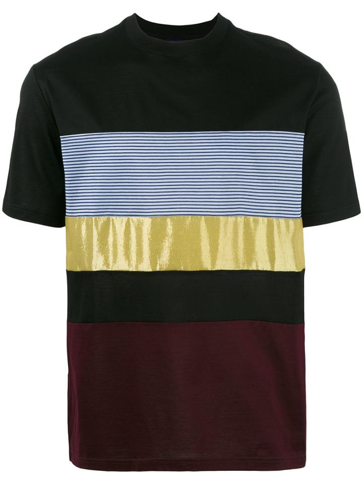 Lanvin Mix Fabric Panel T-shirt, Men's, Size: Small, Silk/cotton/polyester/polyamide