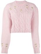 Alessandra Rich Floral Embroidered Jumper - Pink