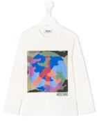 Moschino Kids - Peace Printed Longsleeved T-shirt - Kids - Cotton - 6 Yrs, White