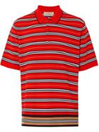 Burberry Contrast Stripe Polo Shirt - Bright Red