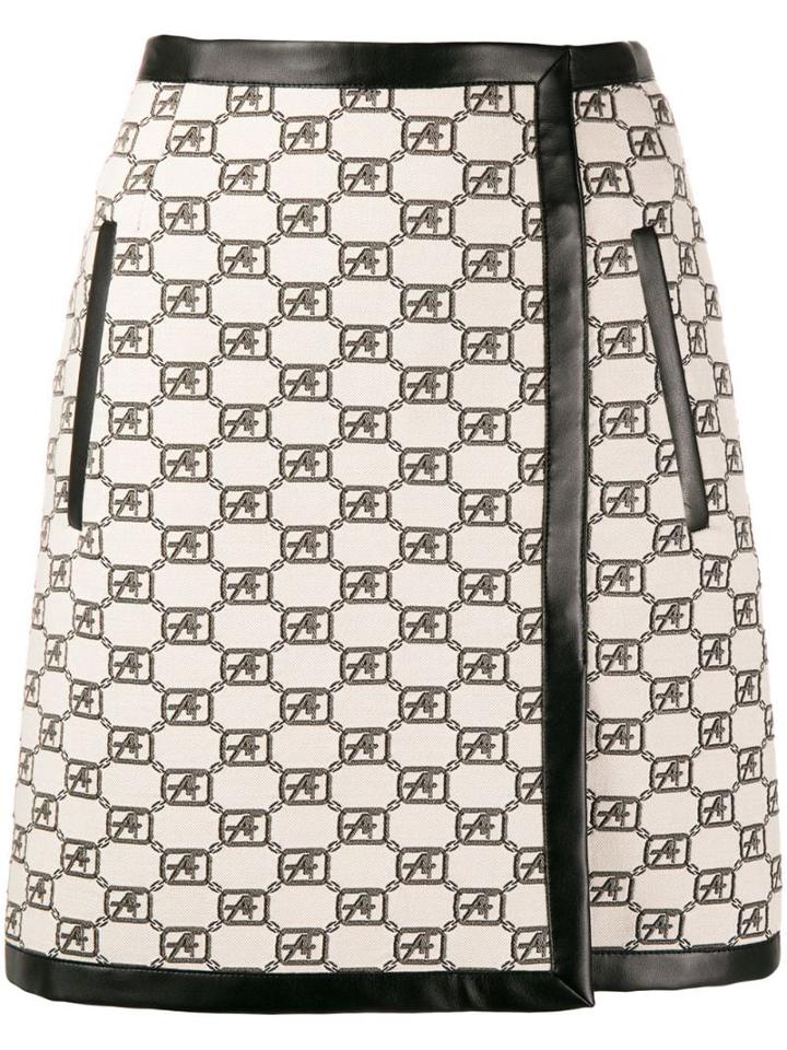 Alberta Ferretti Logo Print Mini Skirt - Neutrals