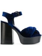 Sonia Rykiel Draped Velvet Platform Sandals - Blue