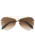 Alexander Mcqueen Eyewear Oversized Bar Detail Sunglasses - Metallic