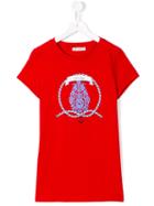 Dondup Kids Nautical Print T-shirt, Girl's, Size: 14 Yrs, Red