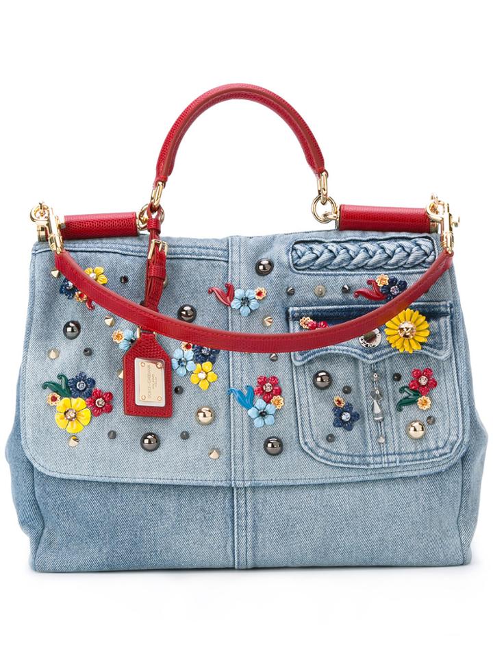 Dolce & Gabbana Foldover Denim Bag - Blue