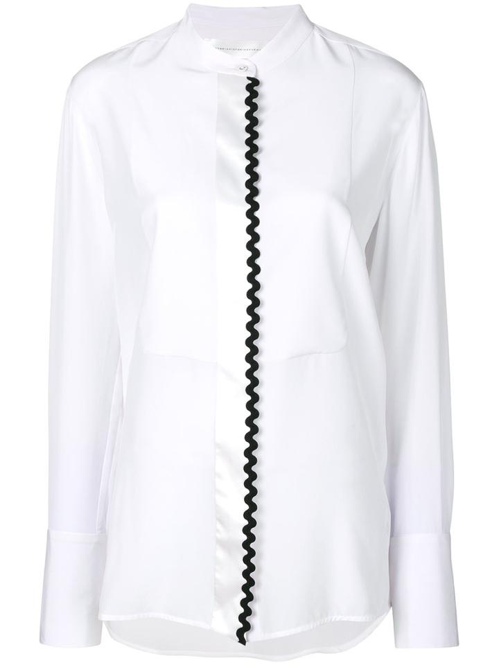 Victoria Victoria Beckham - Band Collar Shirt - Women - Silk/polyester - 12, White, Silk/polyester