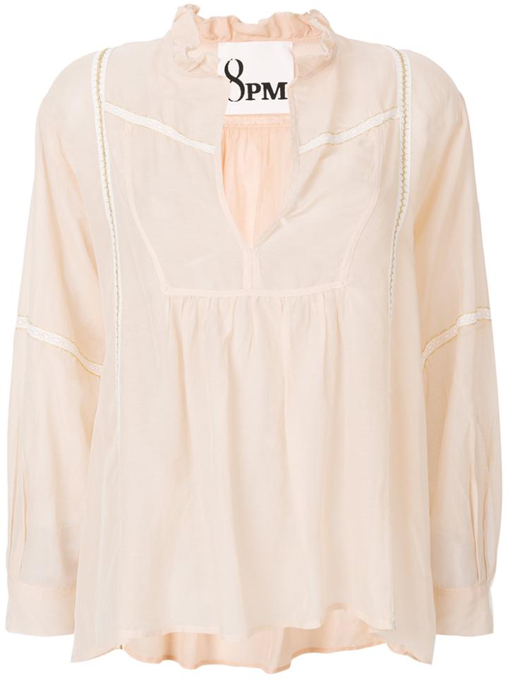 8pm Sheer Long Sleeve Blouse - Nude & Neutrals