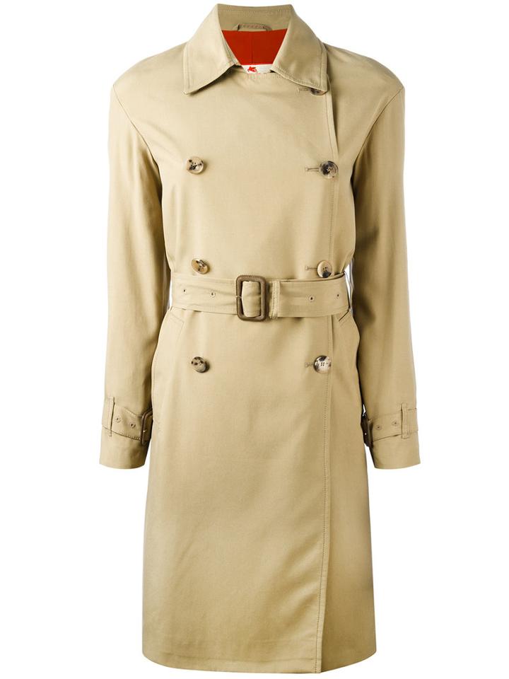 Etro - Belted Trench Coat - Women - Silk/acetate - 42, Women's, Brown, Silk/acetate