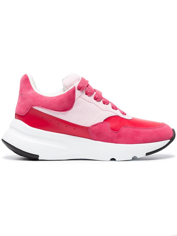 Alexander Mcqueen Red Oversized Runner Leather Sneakers
