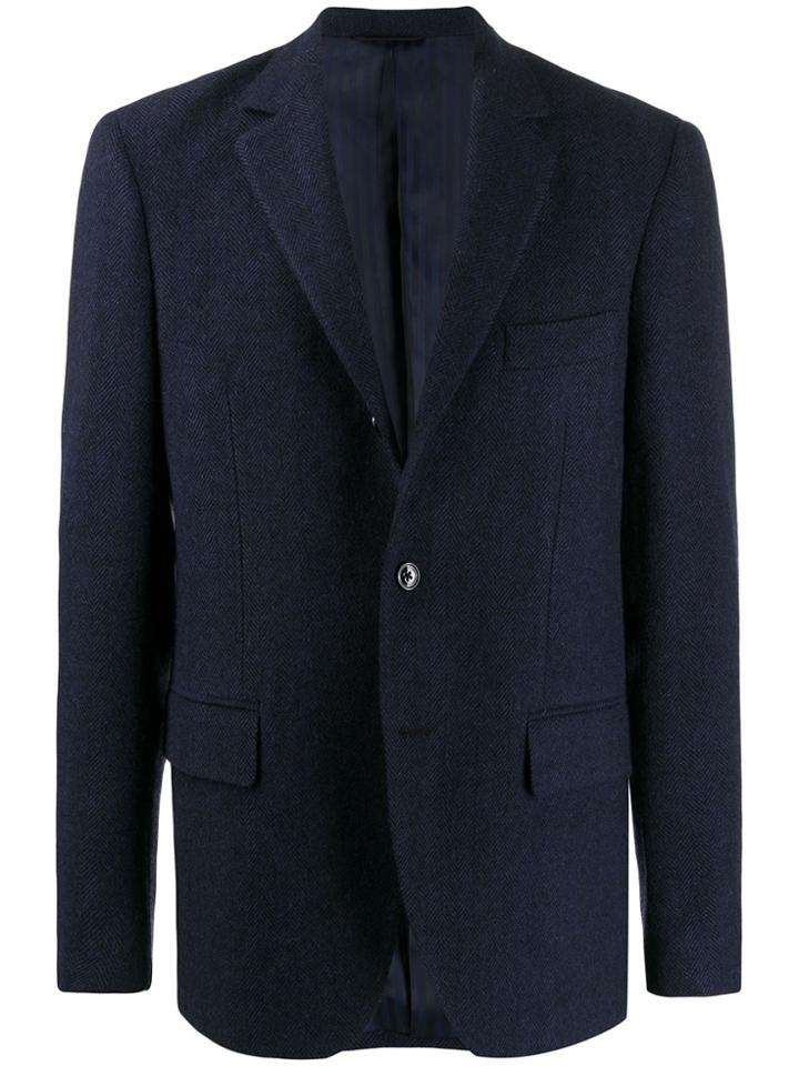Mp Massimo Piombo Herringbone Single-breasted Blazer - Blue